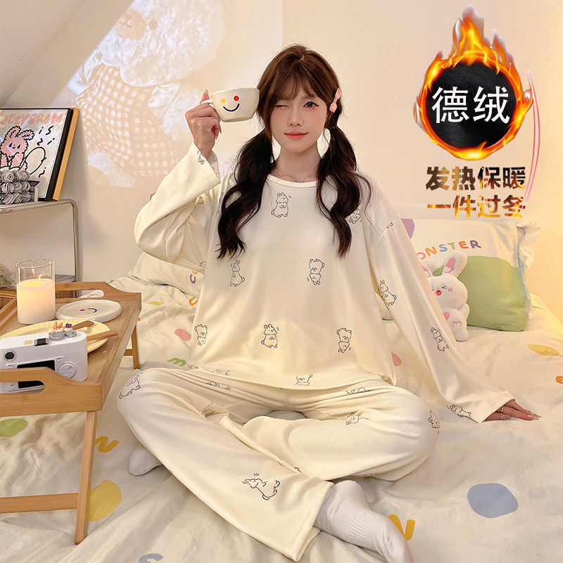 秋冬带胸垫云朵棉长袖长裤开衫睡衣套装 券后【29.9元】包邮秒杀