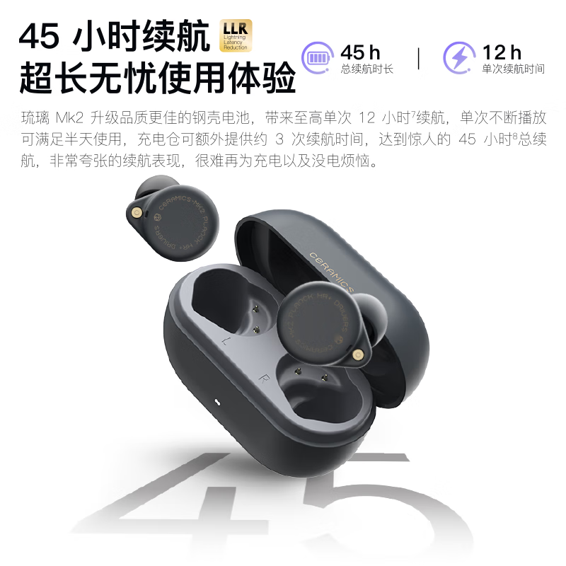 猫超返卡：弱水时砂琉璃MK2真无线蓝牙耳机 主动降噪 超长续航 福利价仅122元秒杀！