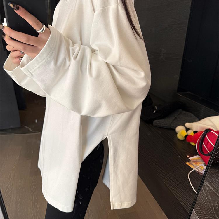 双11现货：superniniyy斜开叉宽松显瘦慵懒风圆领打底 福利价仅62.1元秒杀！