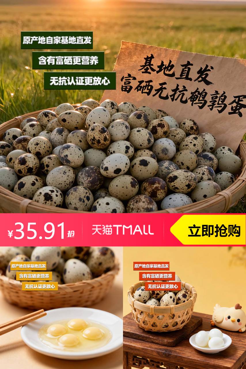 优质素材：鹏昌60枚富硒无抗鹌鹑蛋 福利价仅35.91元秒杀！