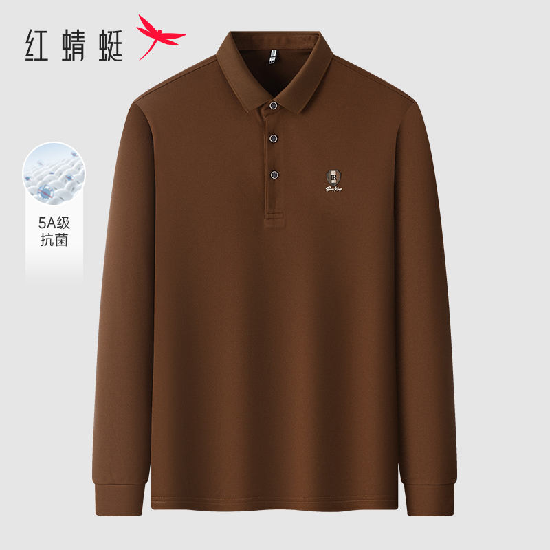 优质素材：红蜻蜓中年男士翻领长袖T恤 福利价仅39.9元秒杀！