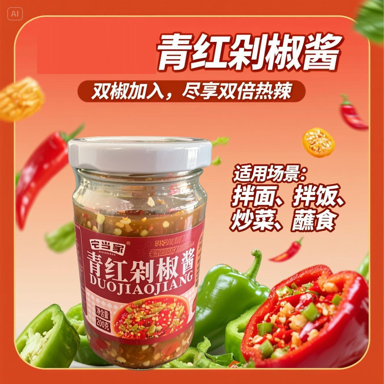 下饭神器！青红辣椒酱！ 券后【11.9元】包邮秒杀