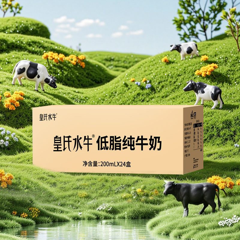 淘金币活动：皇氏乳业低脂纯牛奶200ml*24盒 福利价仅49.9元秒杀！